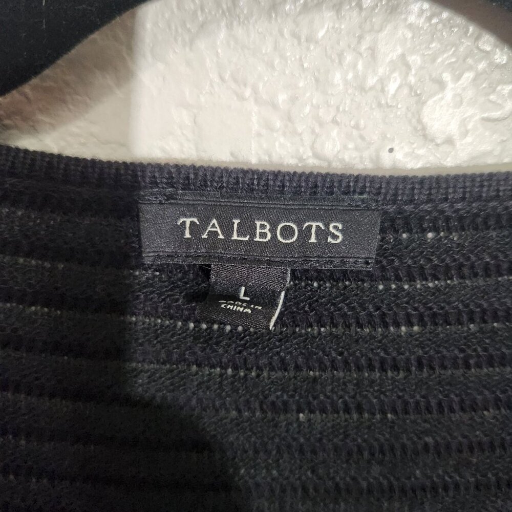 Talbots Black Ribbed Open Cardigan Sweater L - Picture 2 of 10